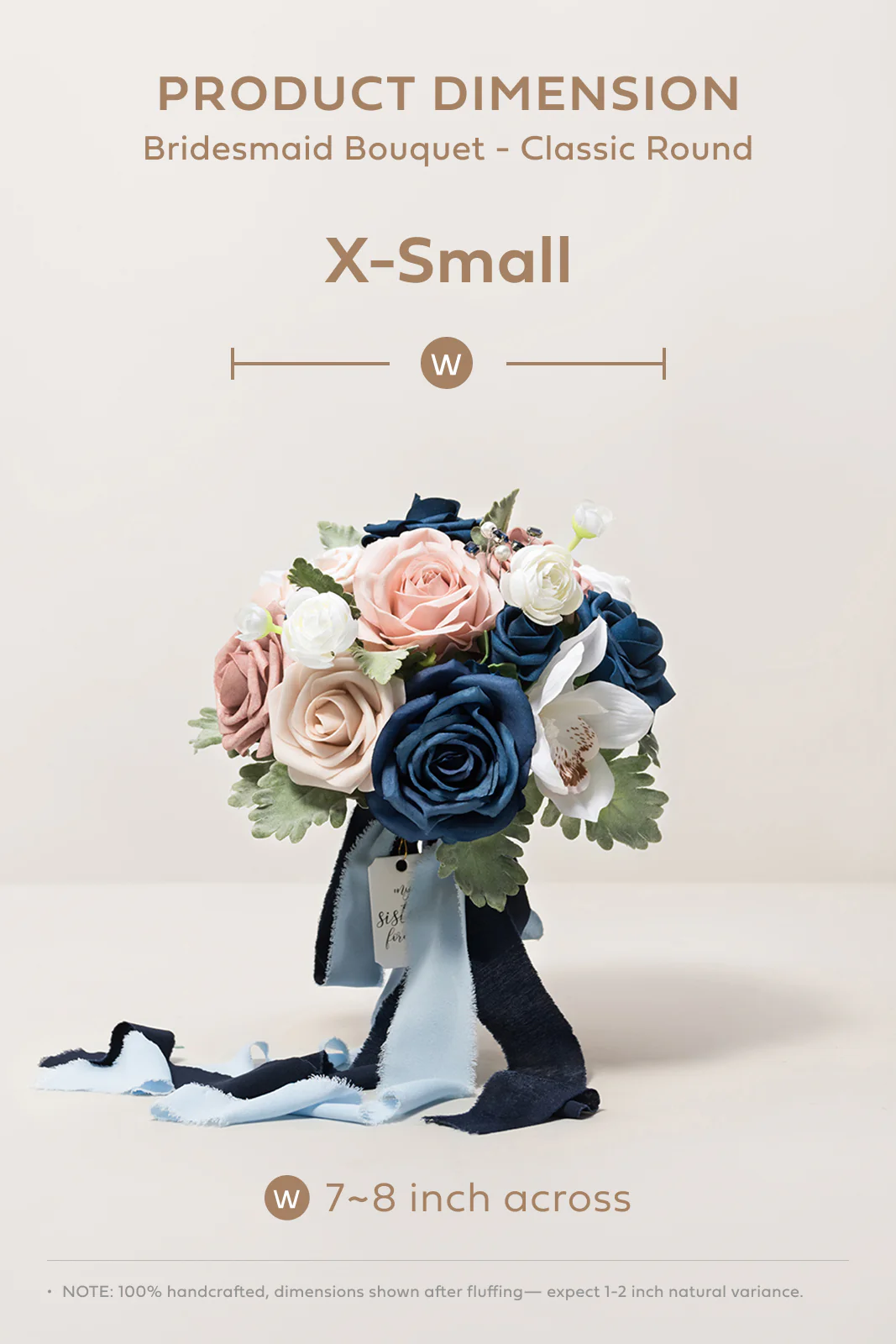 Round Bridesmaid Bouquets in Dusty Rose & Navy - Image 13