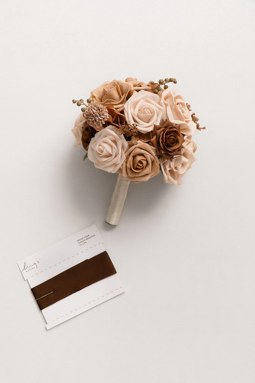 Round Bridesmaid Bouquets in Earth Brown & Sand Beige (Set of 1) - Image 5
