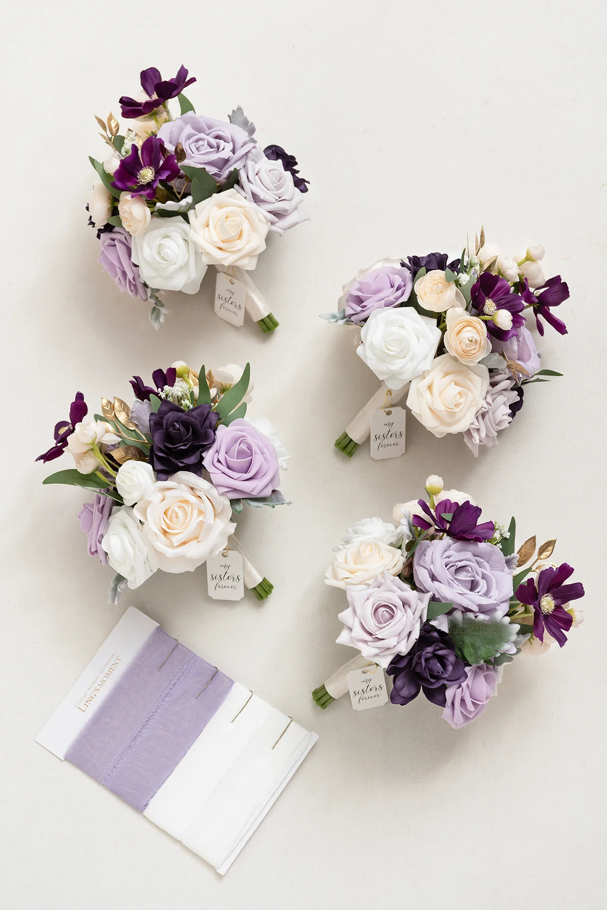 Round Bridesmaid Bouquets in Lilac & Gold | Clearance - Image 8