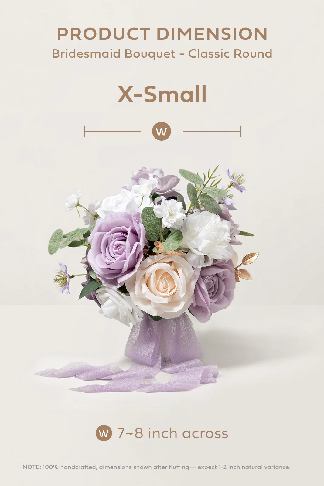 Round Bridesmaid Bouquets in Lilac & White | Clearance - Image 4