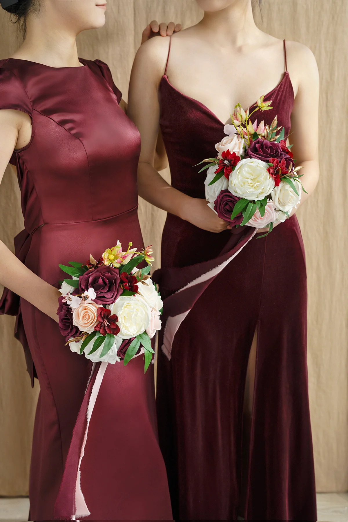 Round Bridesmaid Bouquets in Romantic Marsala | Clearance - Image 2