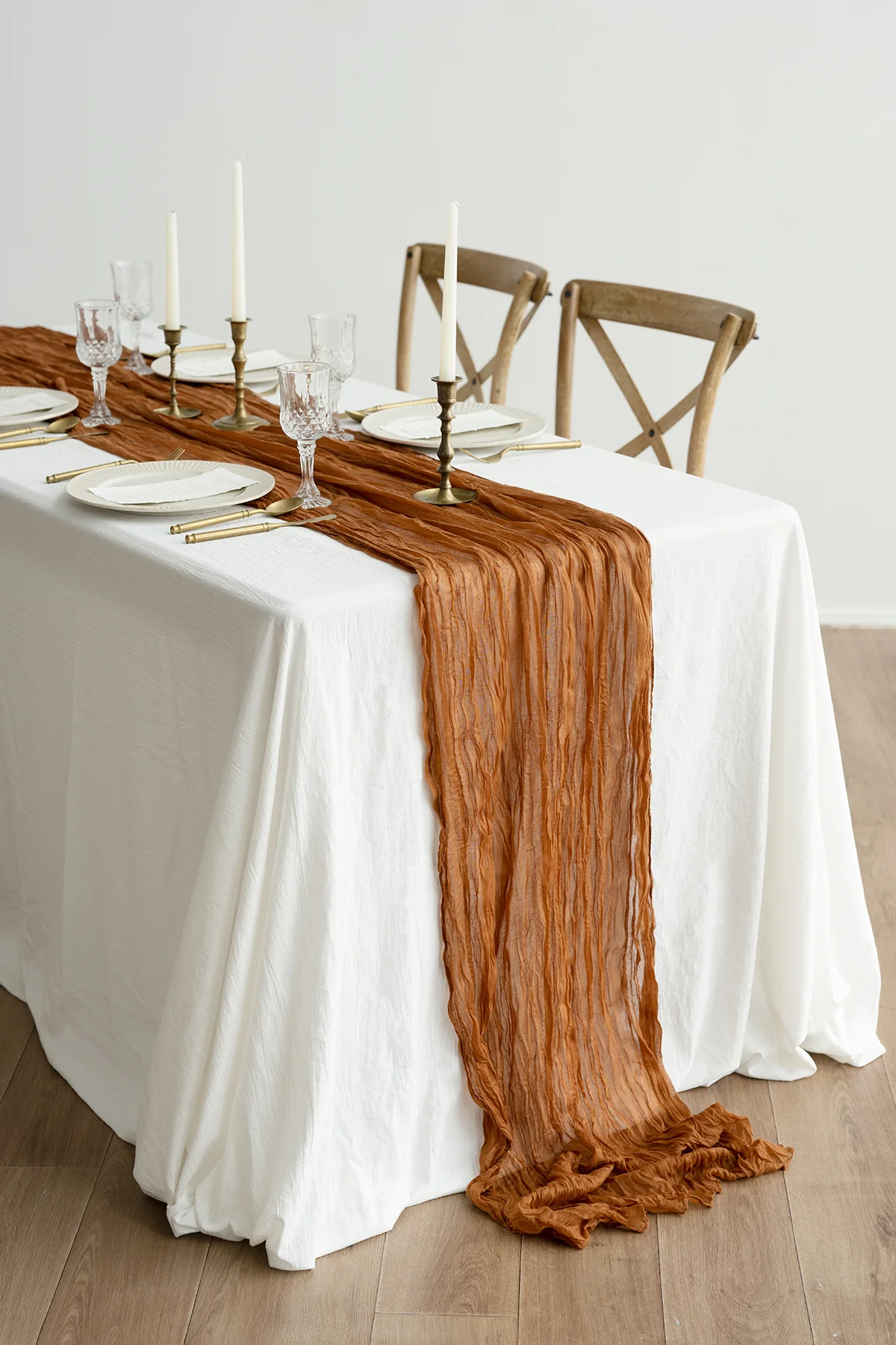 Rustic Gauze Cheesecloth Table Runner 35" w x 10ft/14ft - Image 2