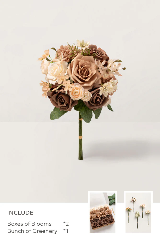 Sand Beige & Nude with Cream Filler - DIY Bridesmaid Bouquet Kit (Set of 4)