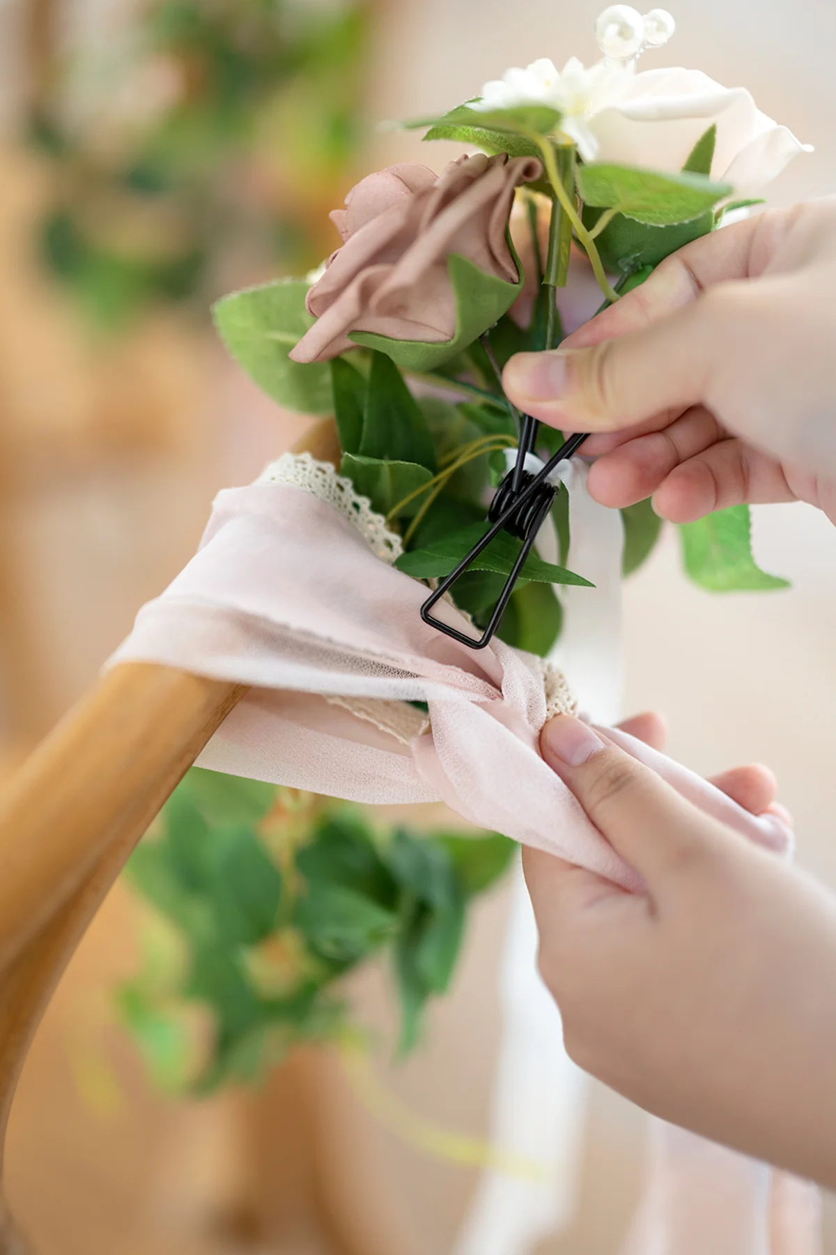 Wedding Aisle Decoration Pew Flowers in Blush - Image 4