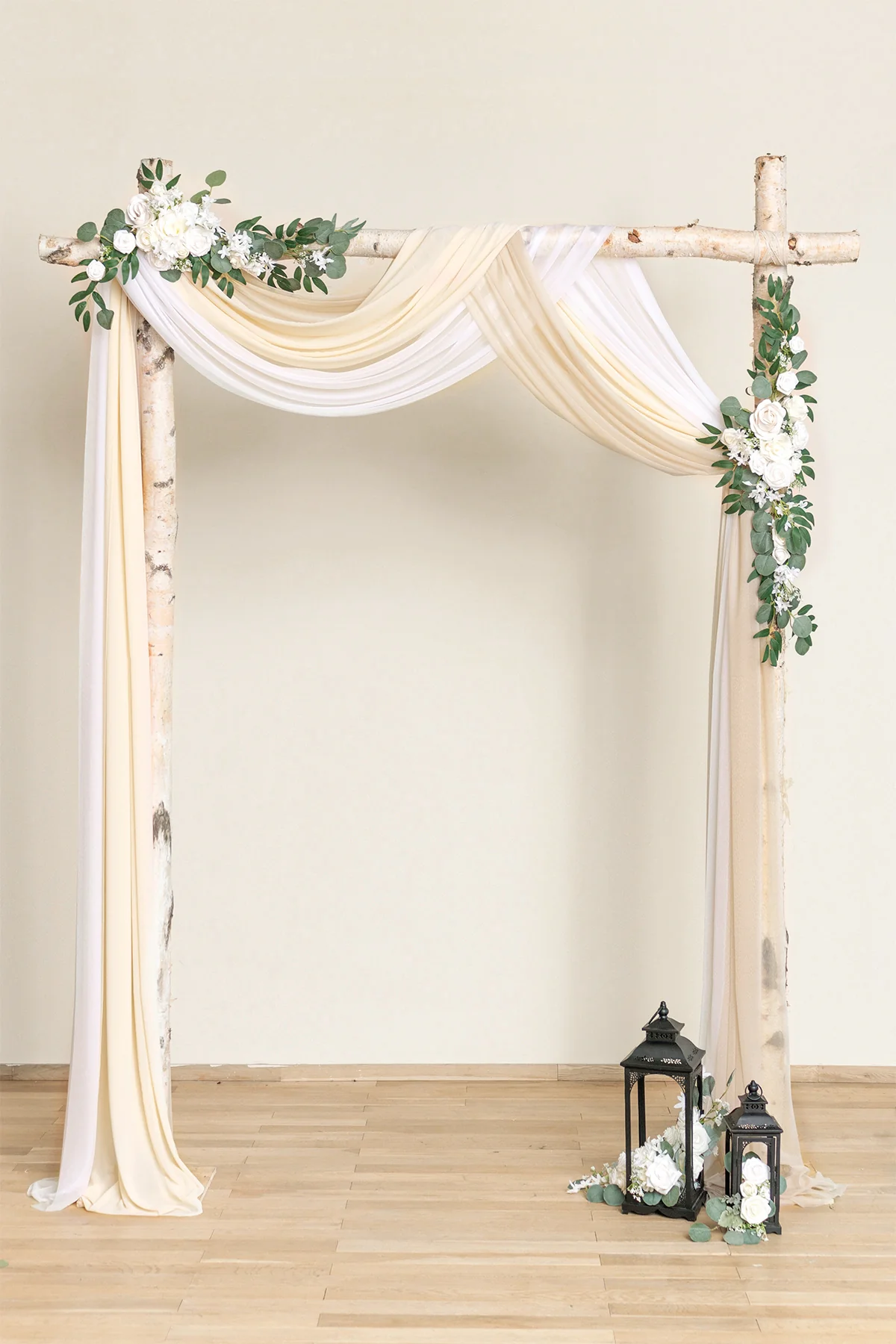 Wedding Arch Drapes in White & Beige - Image 6