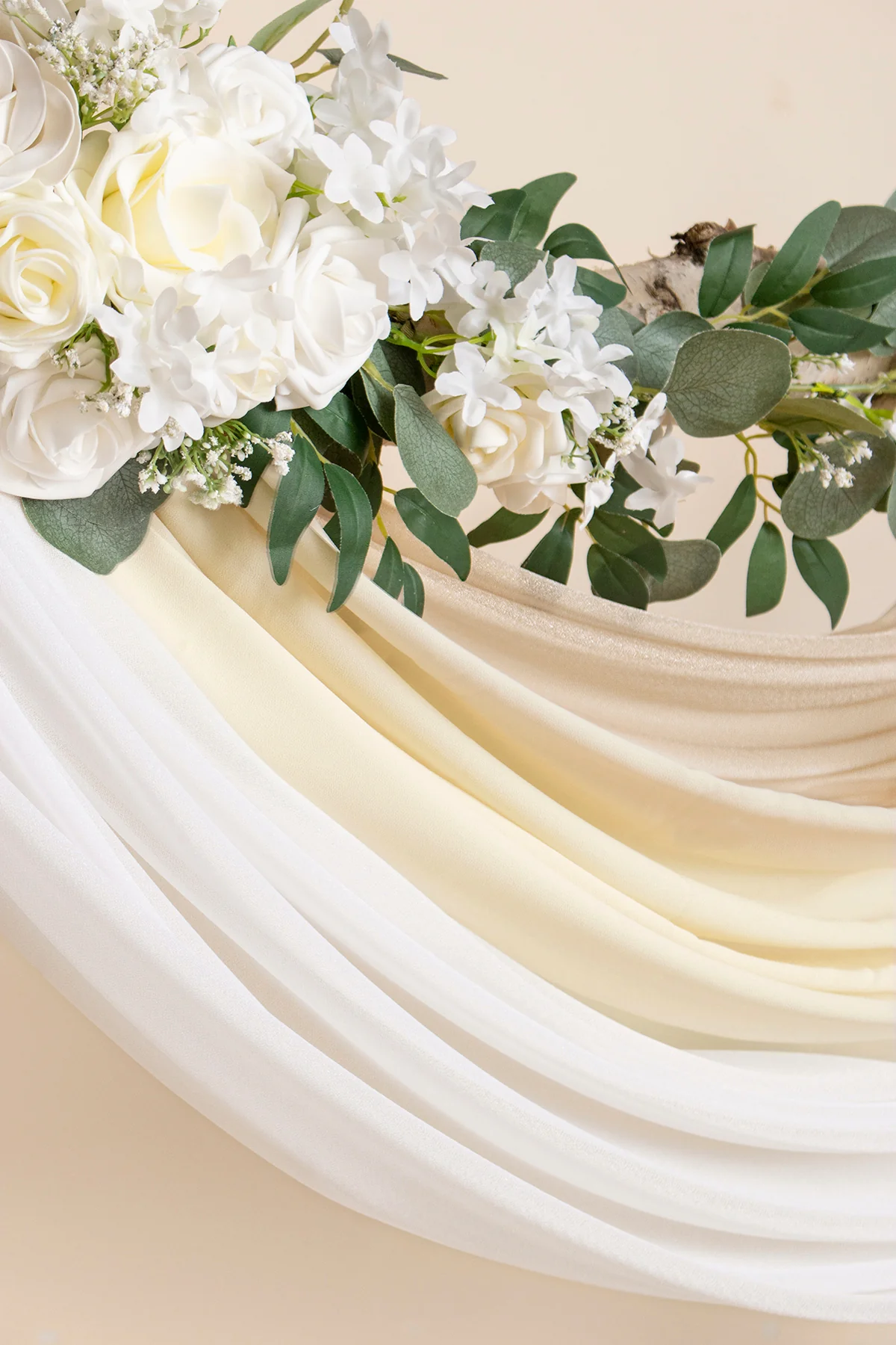 Wedding Arch Drapes in White & Beige - Image 9