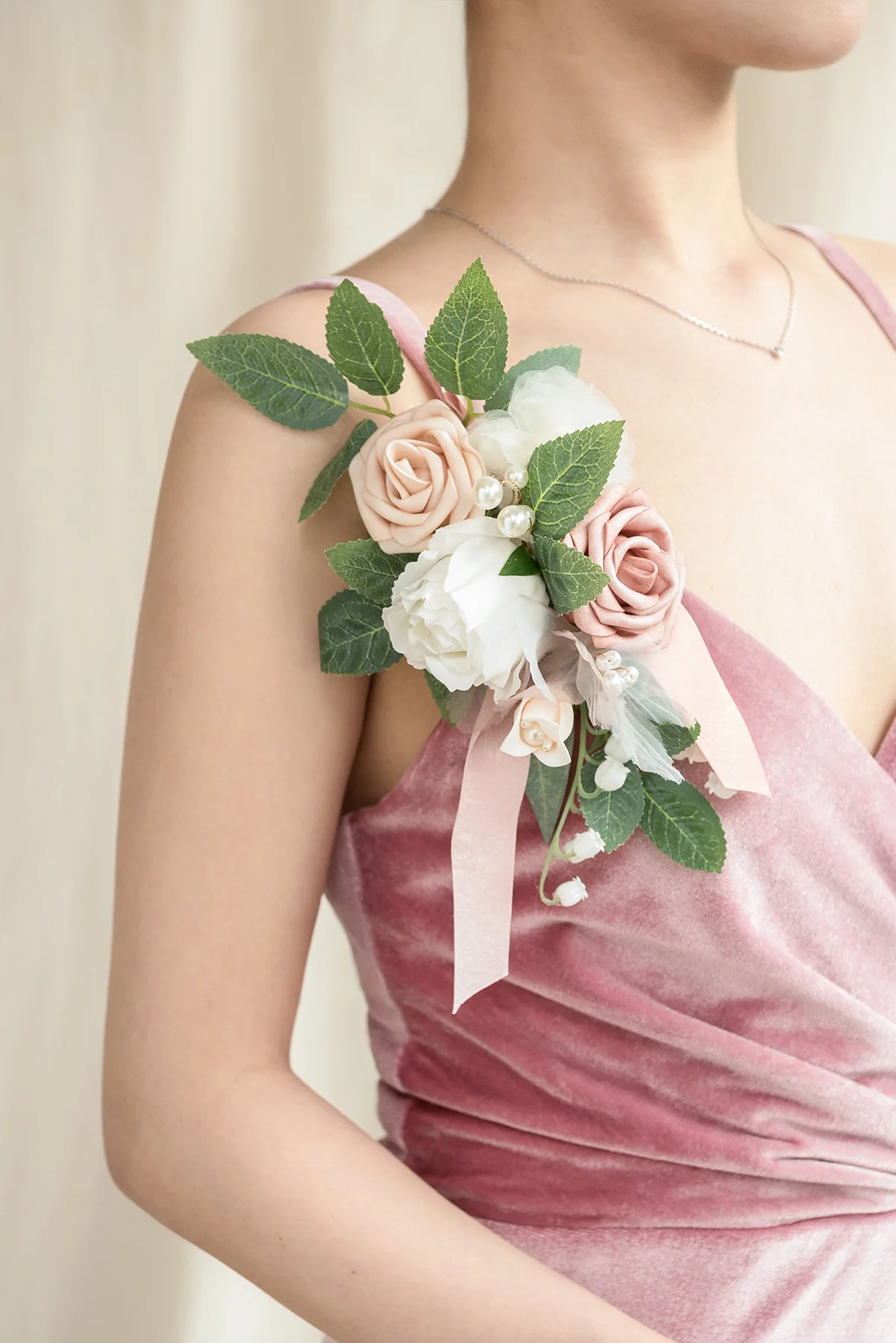 Shoulder Corsages in Dusty Rose & Cream | Clearance - Image 3