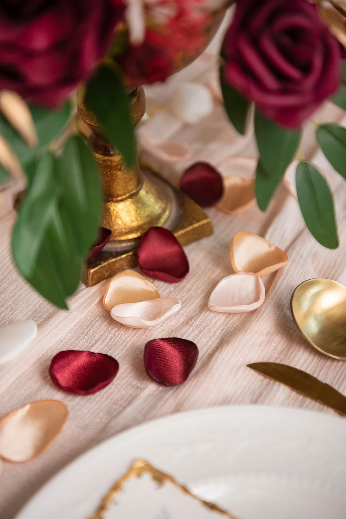 Silk Rose Petals in Burgundy & Blush - Image 15