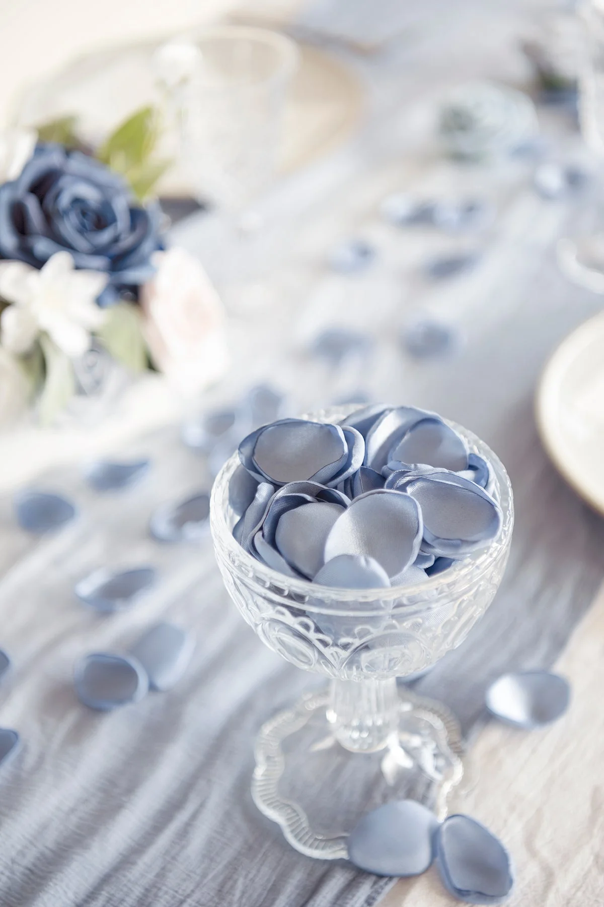 Silk Rose Petals in Navy & Gold - Image 7