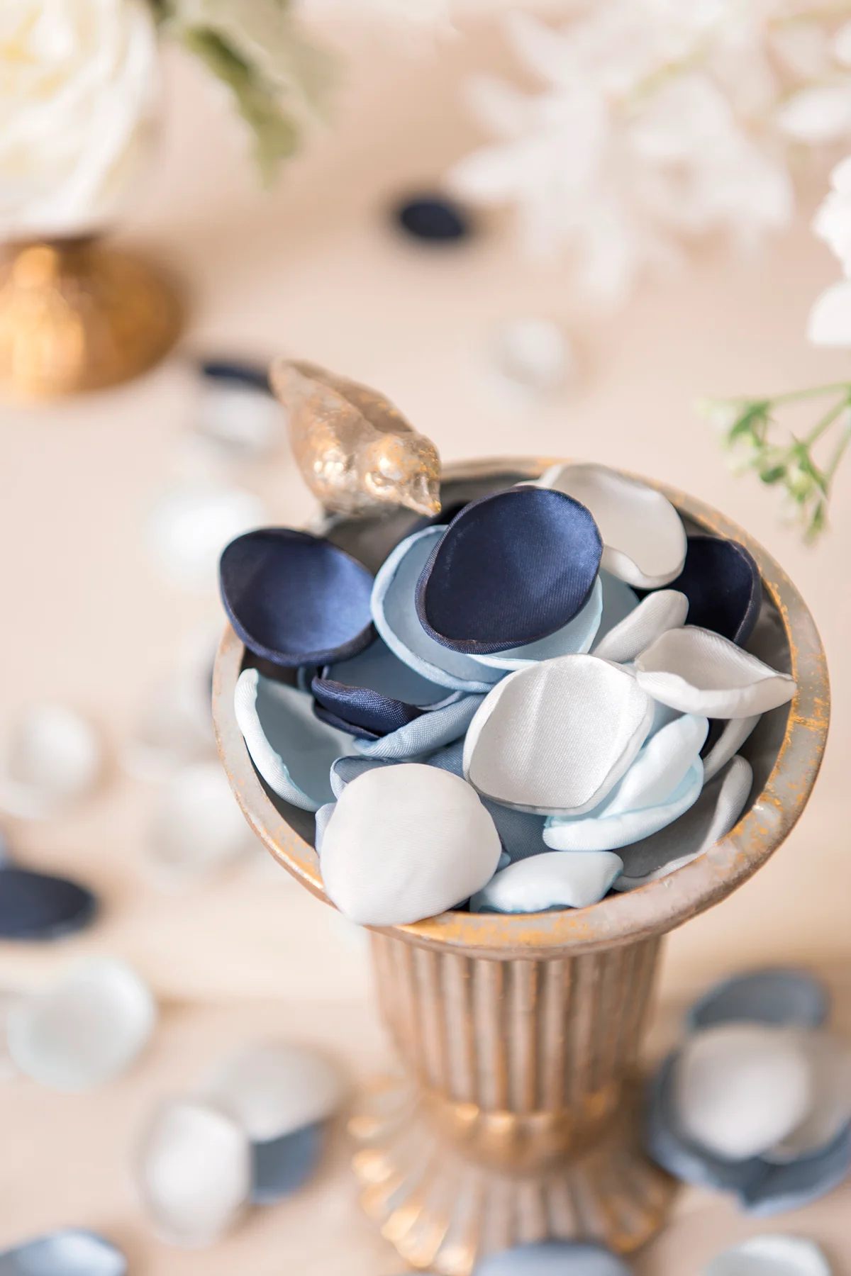 Silk Rose Petals in Russet Orange & Denim Blue - Image 9