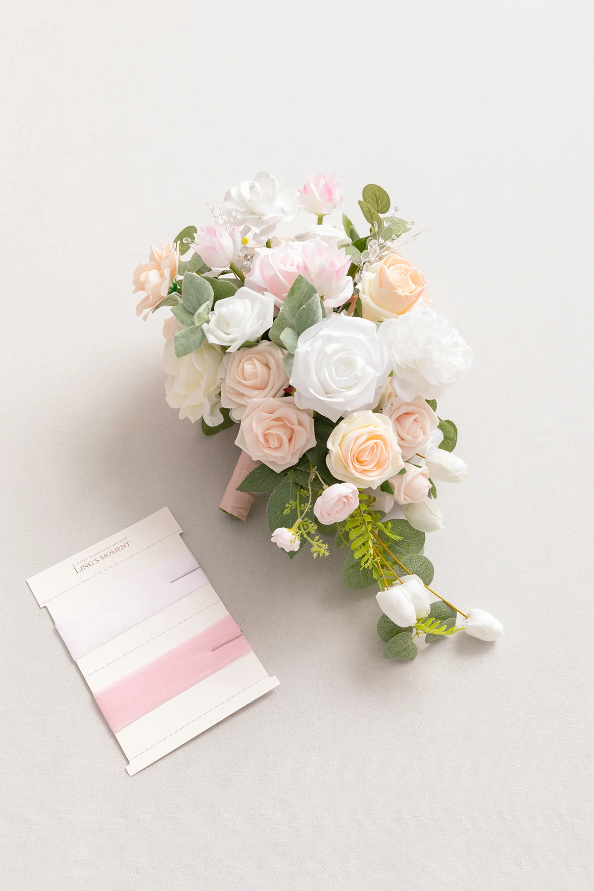 Small Cascade Bridal Bouquet in Cream & Blush | Clearance - Image 8