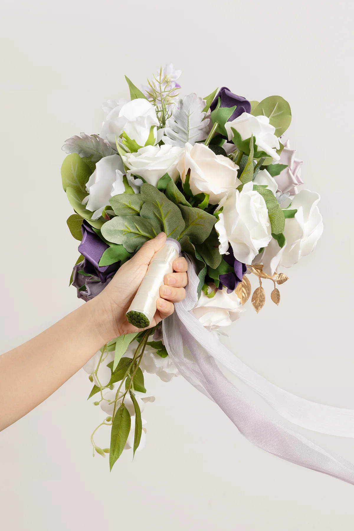 Small Cascade Bridal Bouquet in Lilac & White | Clearance - Image 6