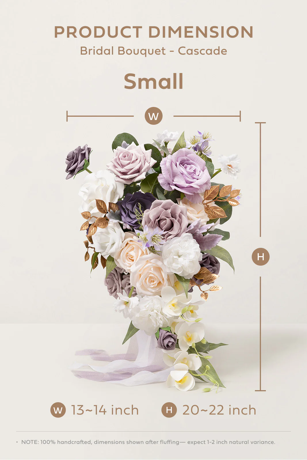 Small Cascade Bridal Bouquet in Lilac & White | Clearance - Image 7
