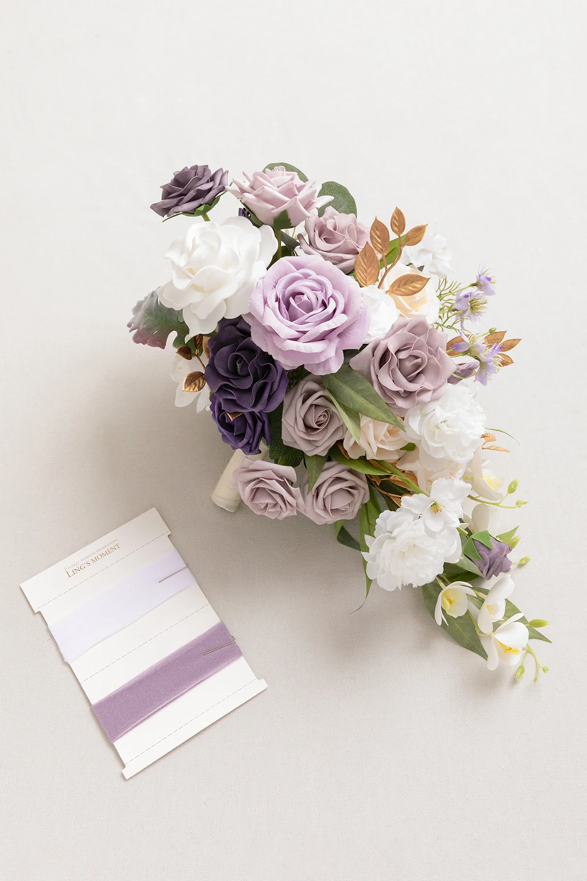 Small Cascade Bridal Bouquet in Lilac & White | Clearance - Image 8