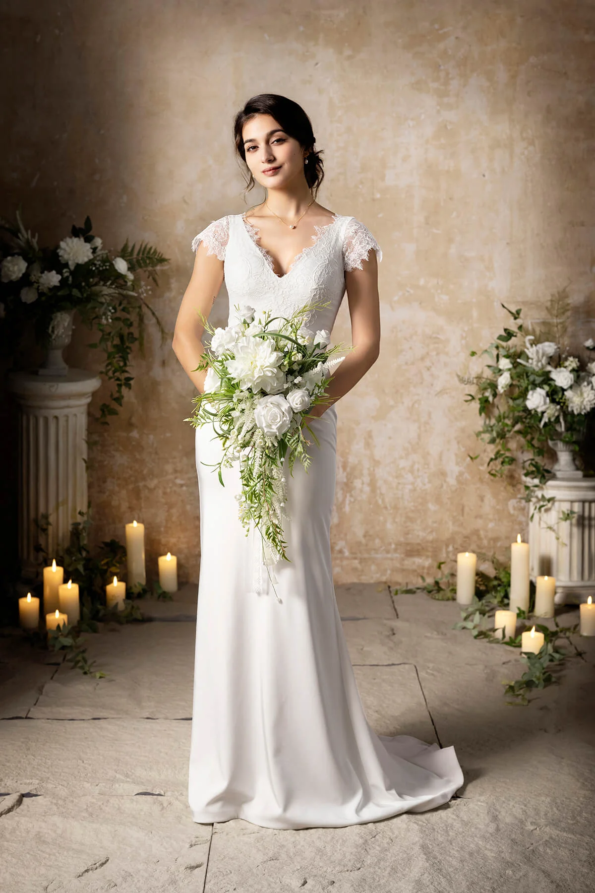 Small Cascade Bridal Bouquet in May Lily & Olive - Image 2