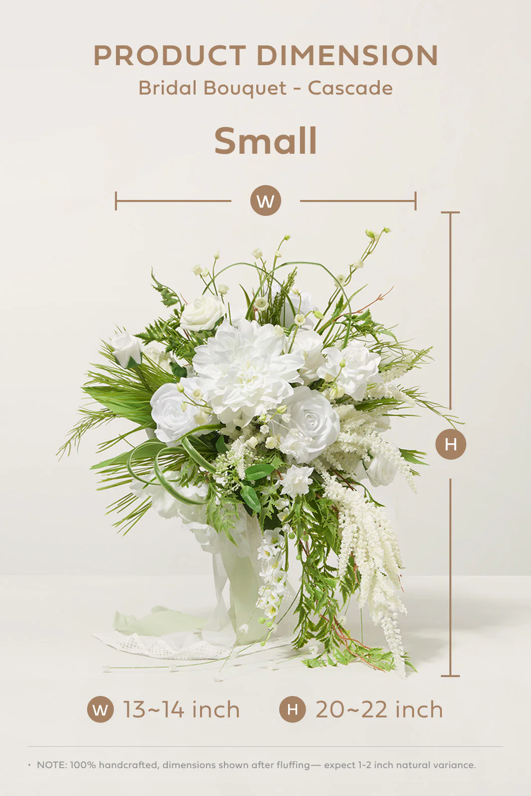 Small Cascade Bridal Bouquet in May Lily & Olive - Image 6