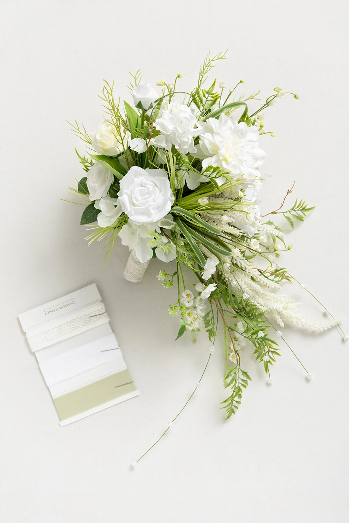 Small Cascade Bridal Bouquet in May Lily & Olive - Image 7