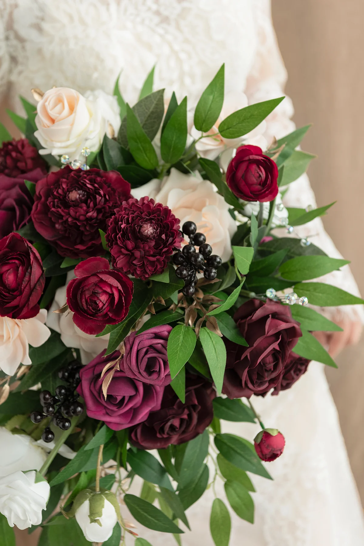 Small Cascade Bridal Bouquet in Romantic Marsala - Image 5