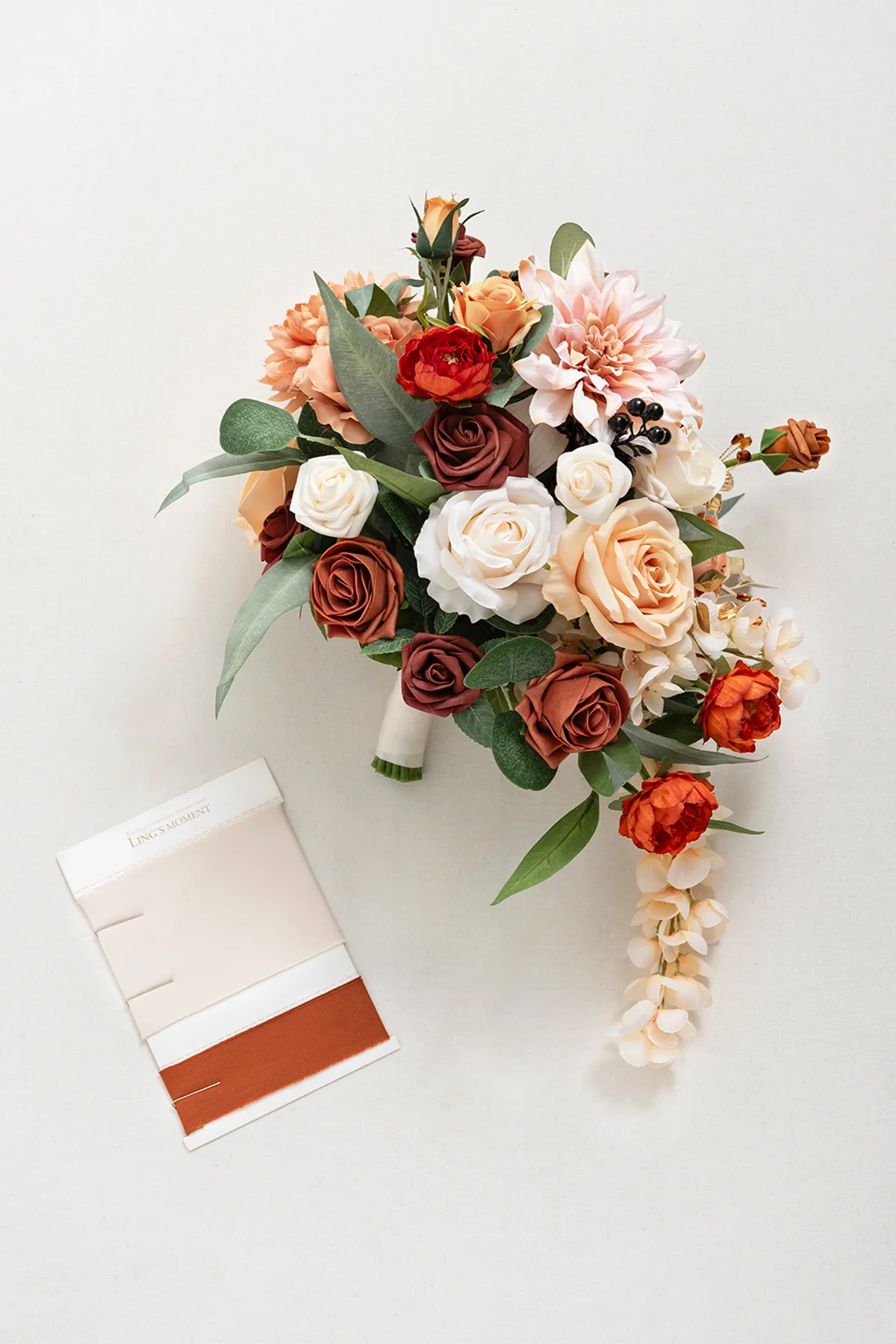 Small Cascade Bridal Bouquet in Sunset Terracotta - Image 6