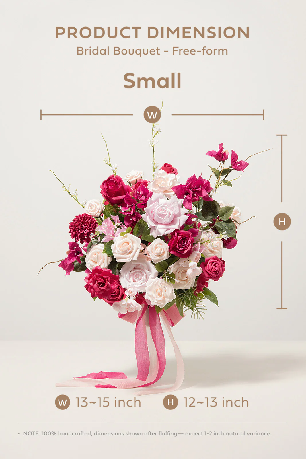 Small Free-Form Bridal Bouquet in Blush & Pink | Clearance - Image 6