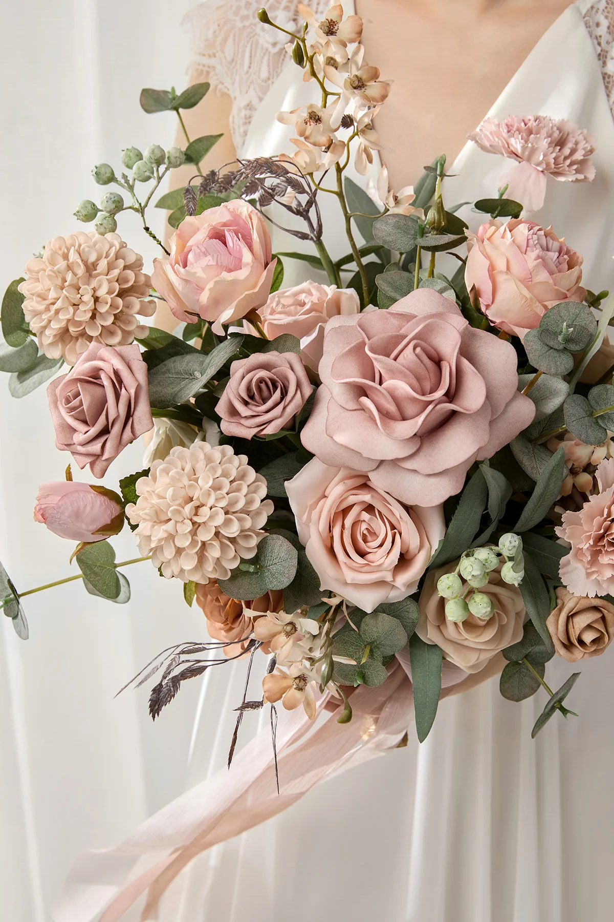 Small Free-Form Bridal Bouquet in Dusty Rose & Cream | Clearance - Image 5
