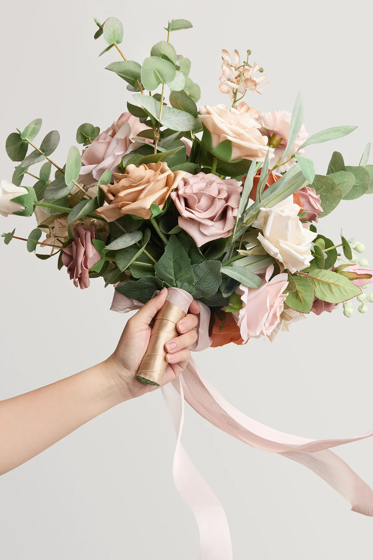 Small Free-Form Bridal Bouquet in Dusty Rose & Cream | Clearance - Image 6
