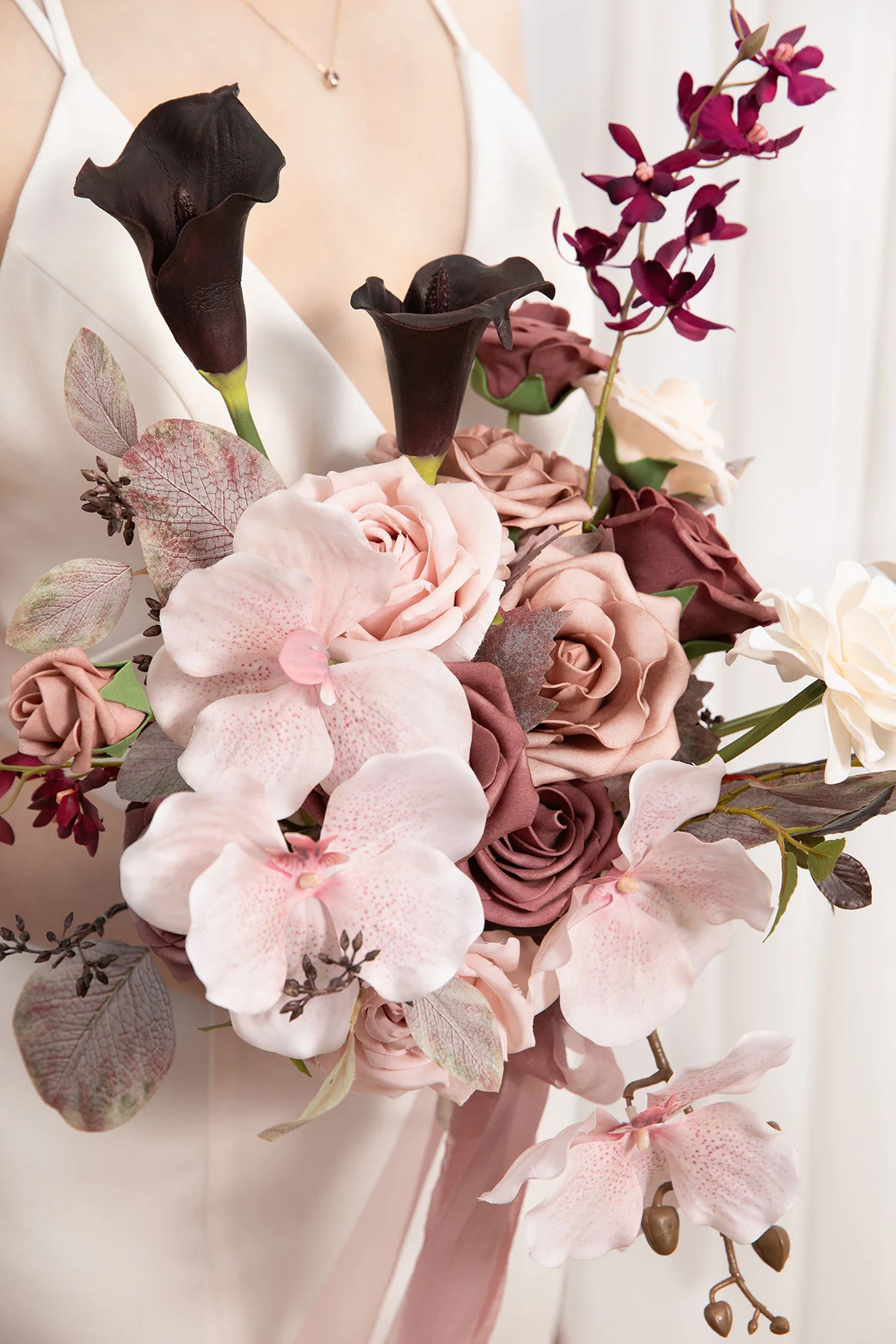 Small Free-Form Bridal Bouquet in Flowing Mauve Romance | Clearance - Image 5