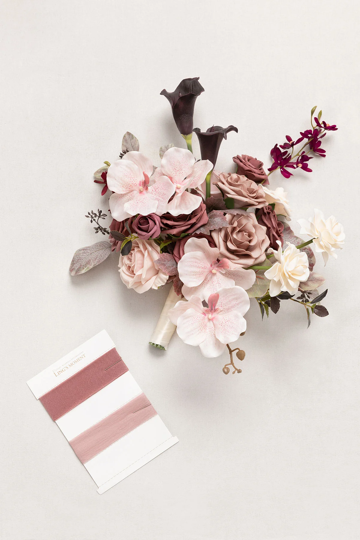 Small Free-Form Bridal Bouquet in Flowing Mauve Romance | Clearance - Image 7