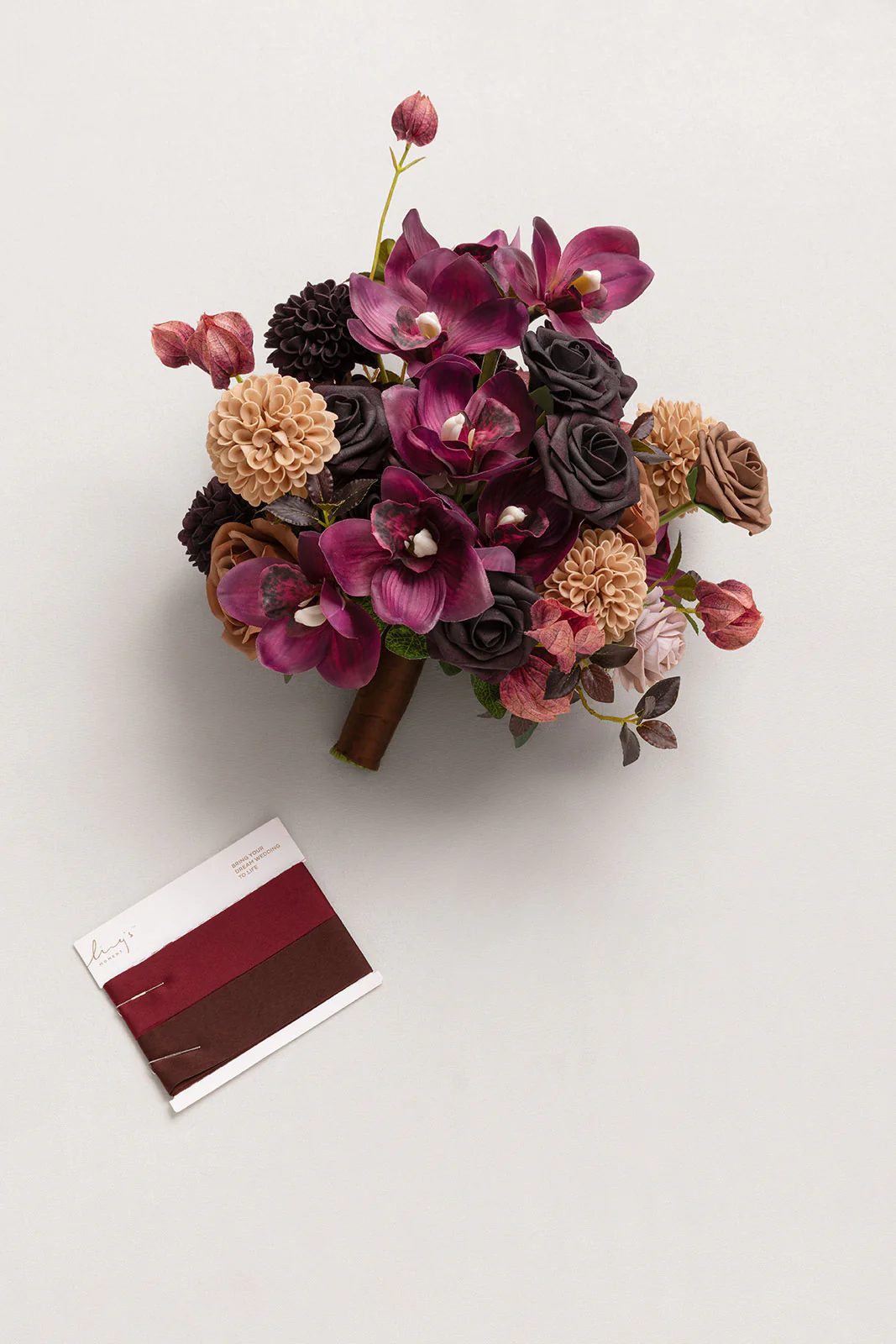 Small Free-Form Bridal Bouquet in Earth Brown & Black Baccara - Image 6