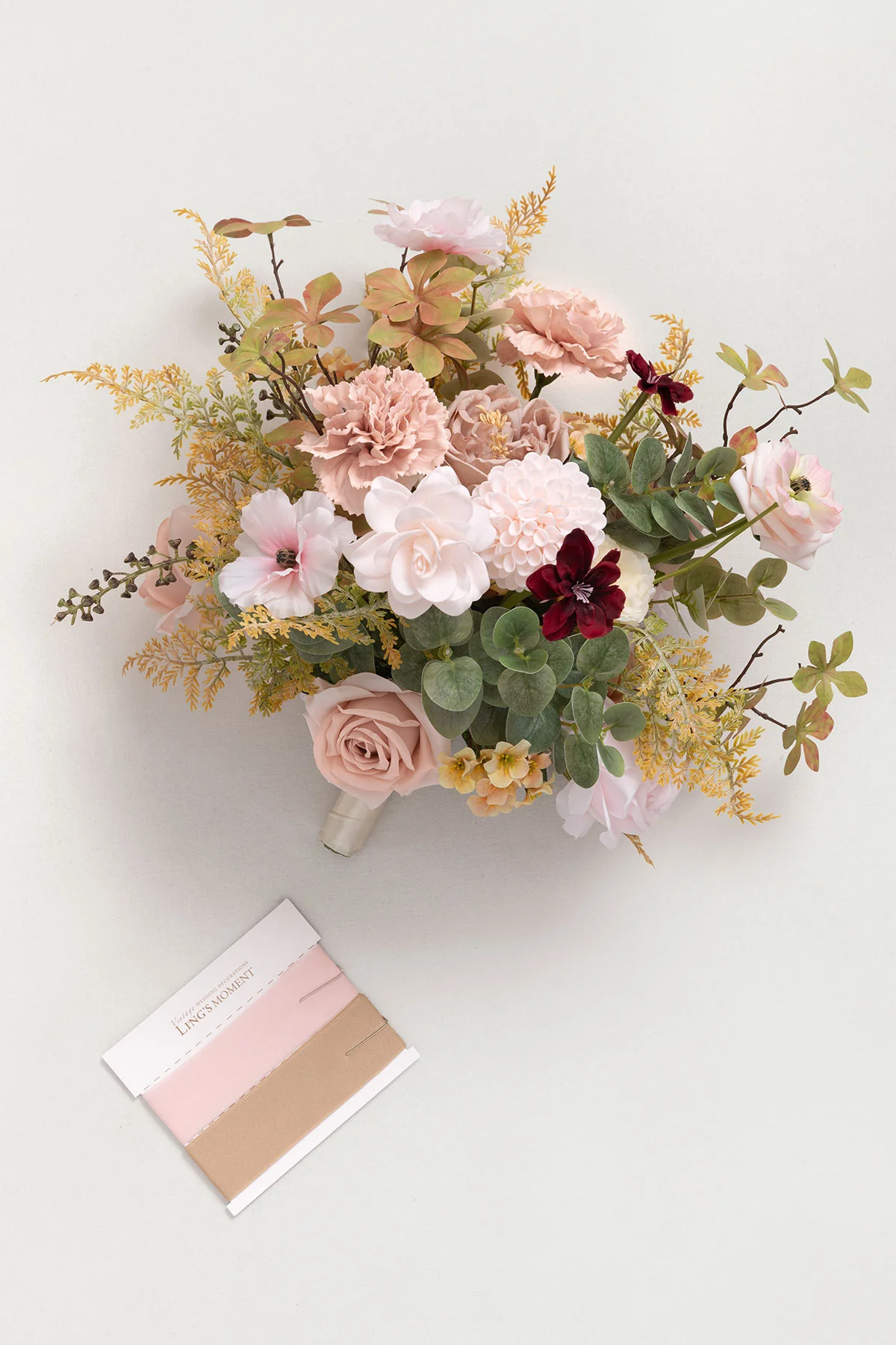Small Free-Form Bridal Bouquet in Powder Pink & Olive Green | Clearance
