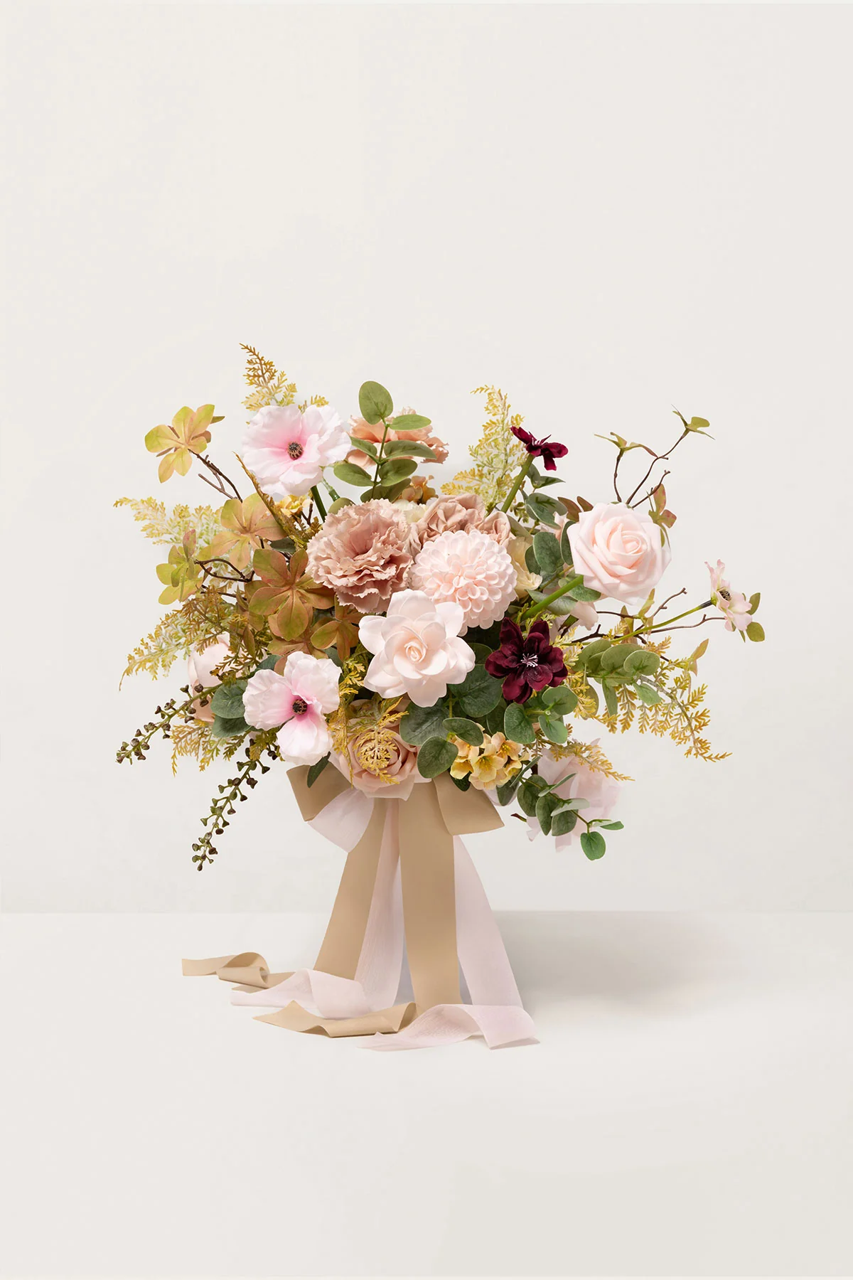 Small Free-Form Bridal Bouquet in Powder Pink & Olive Green | Clearance - Image 2
