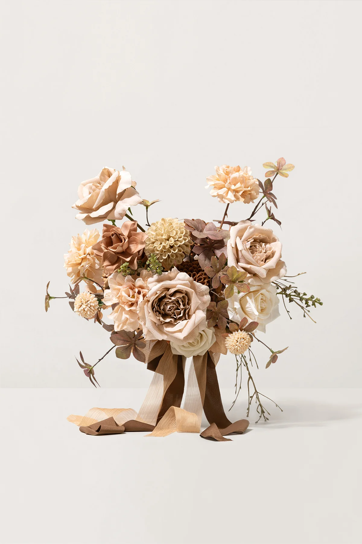 Small Free-Form Bridal Bouquet in Organic Sand Beige Elegance | Clearance