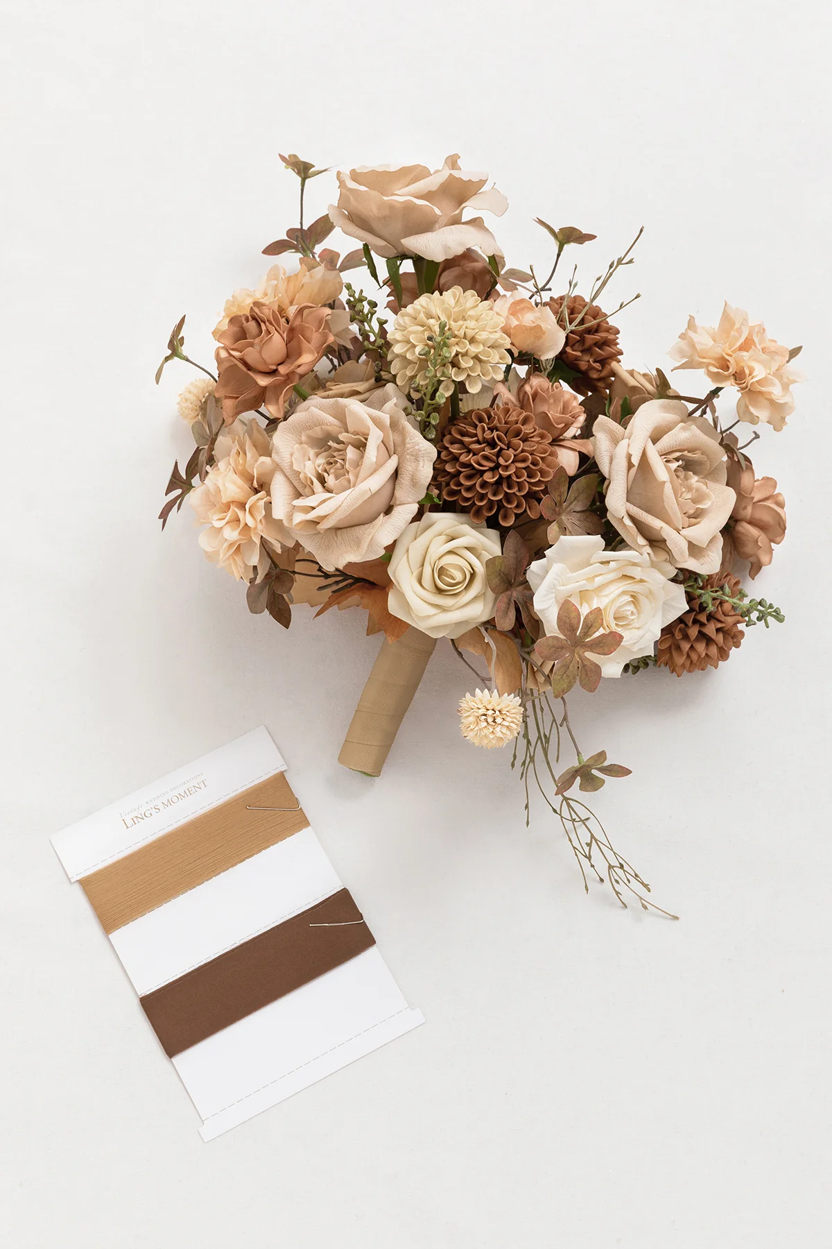Small Free-Form Bridal Bouquet in Organic Sand Beige Elegance | Clearance - Image 6