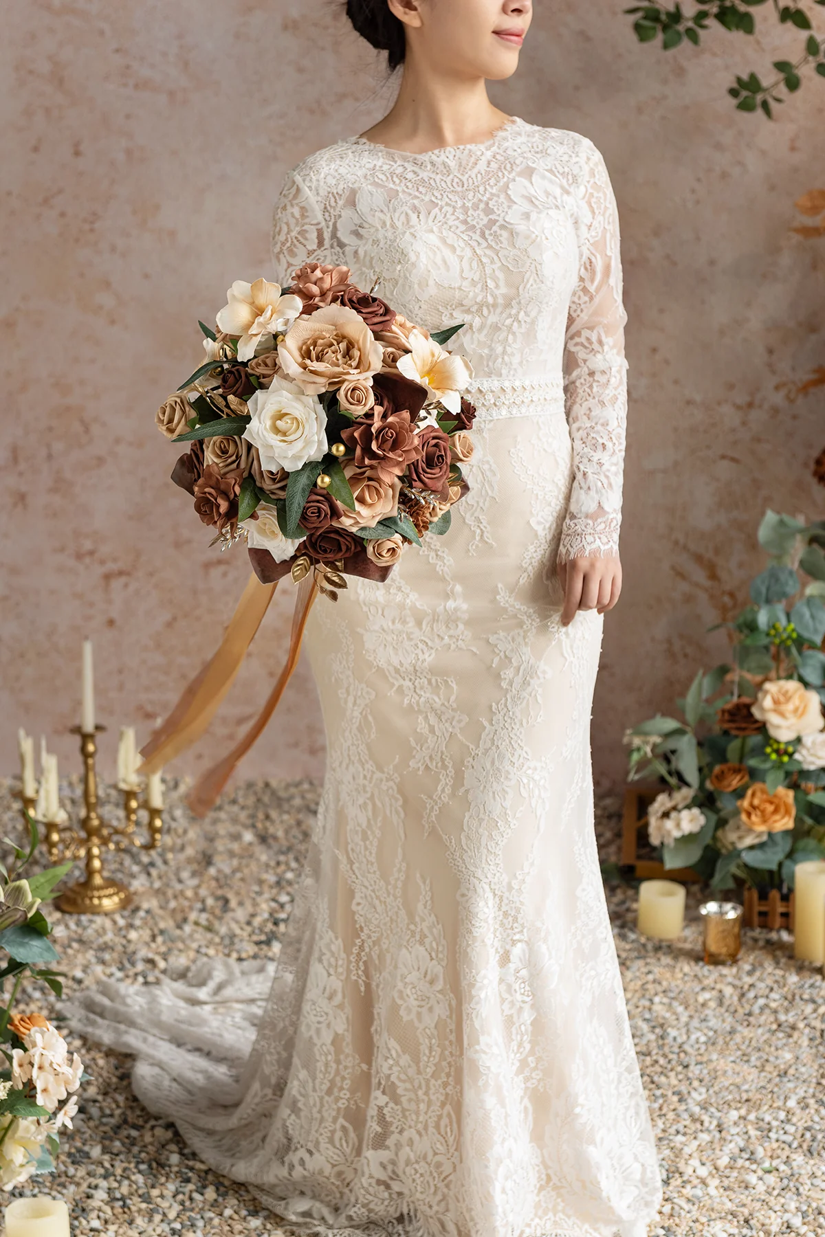 Small Round Bridal Bouquet in Caramel & Walnut Brown | Clearance - Image 2