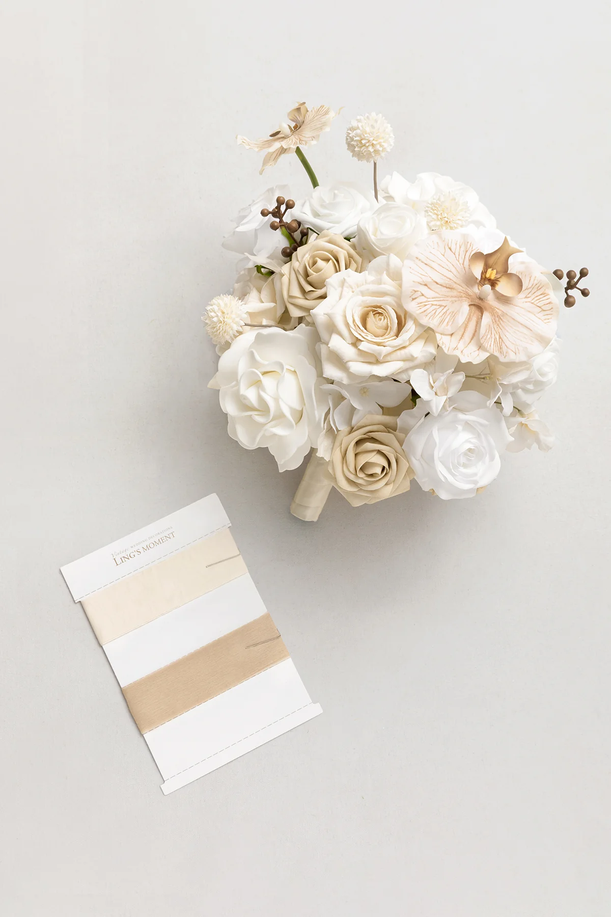 Small Round Bridal Bouquet in Tawny Beige & Sand Beige | Clearance - Image 5