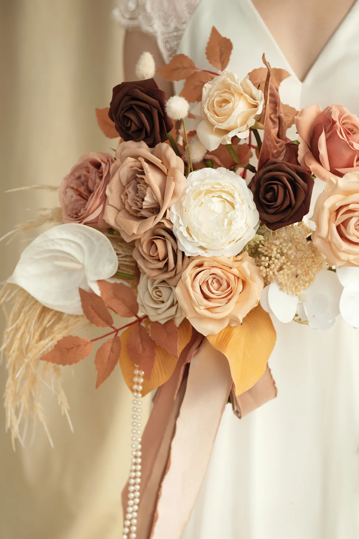 Small Cascade Bridal Bouquet in Rust & Sepia | Clearance - Image 6