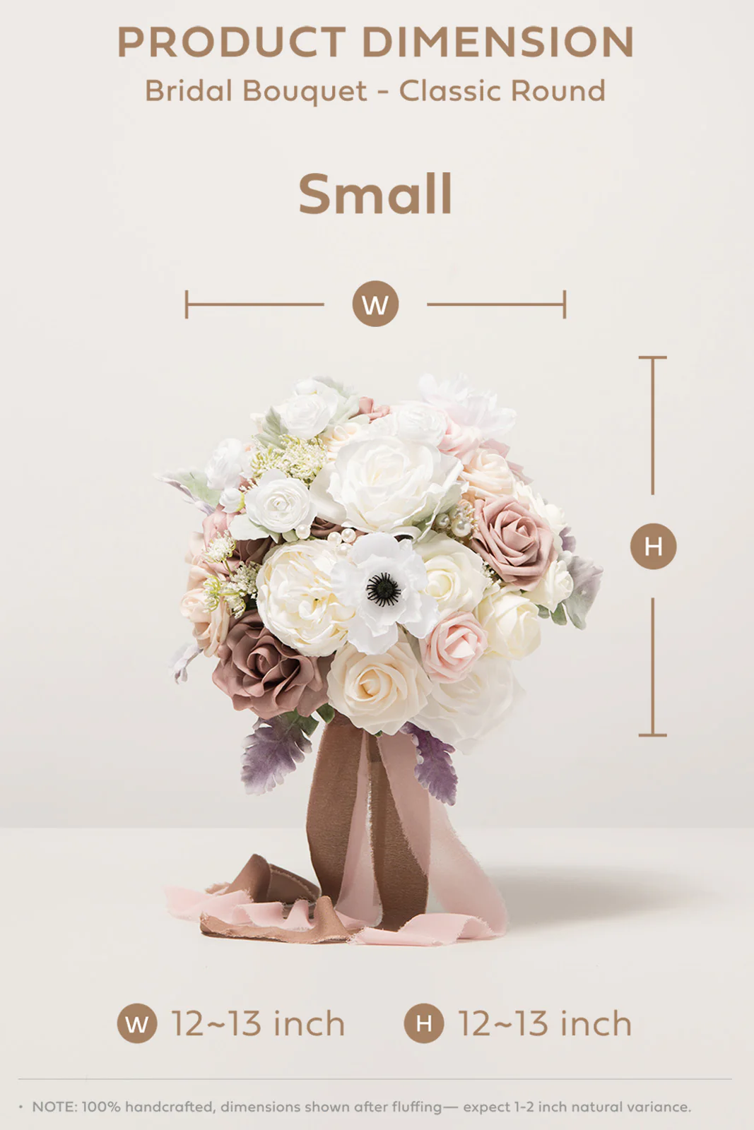 Small Round Bridal Bouquet in Dusty Rose & Cream | Clearance - Image 6