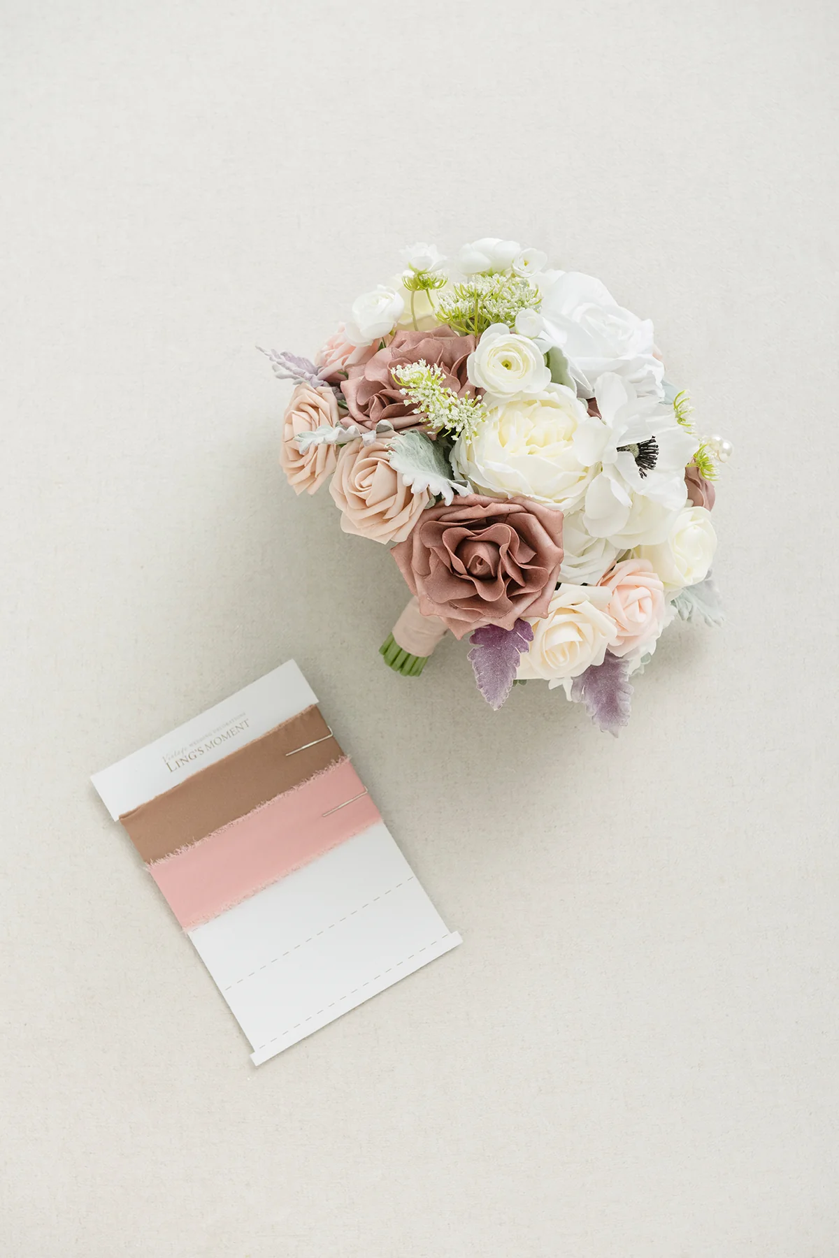 Small Round Bridal Bouquet in Dusty Rose & Cream | Clearance - Image 7