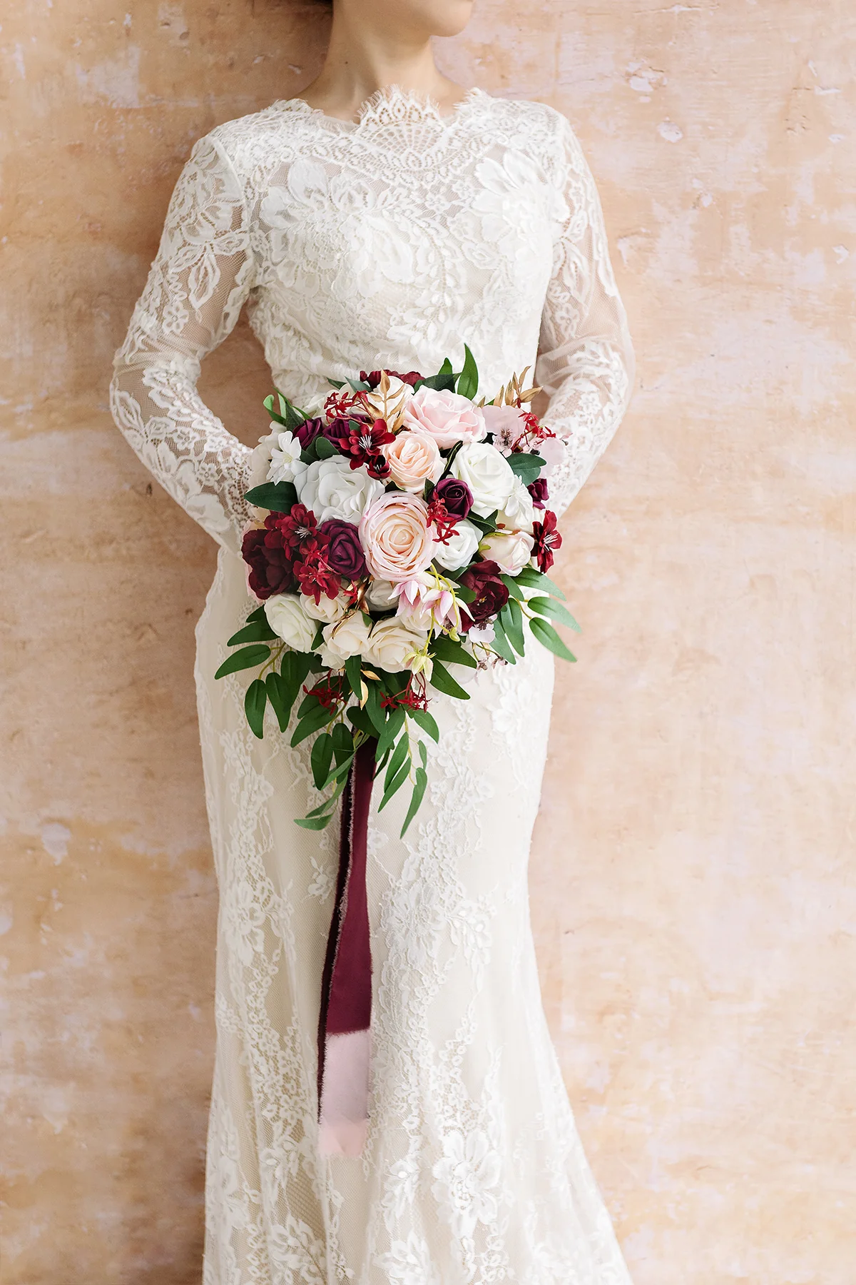 Small Cascade Bridal Bouquet in Romantic Marsala | Clearance - Image 2