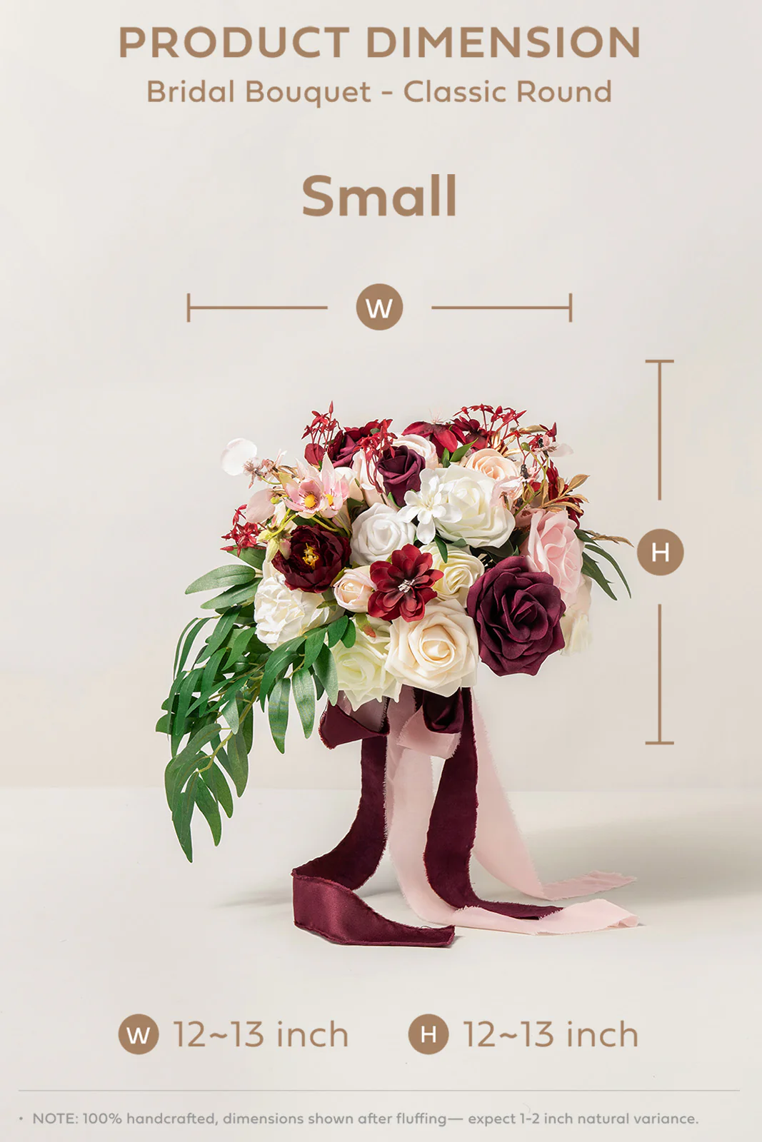 Small Cascade Bridal Bouquet in Romantic Marsala | Clearance - Image 6