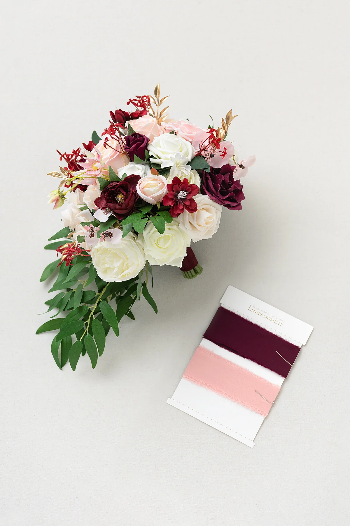 Small Cascade Bridal Bouquet in Romantic Marsala | Clearance - Image 7