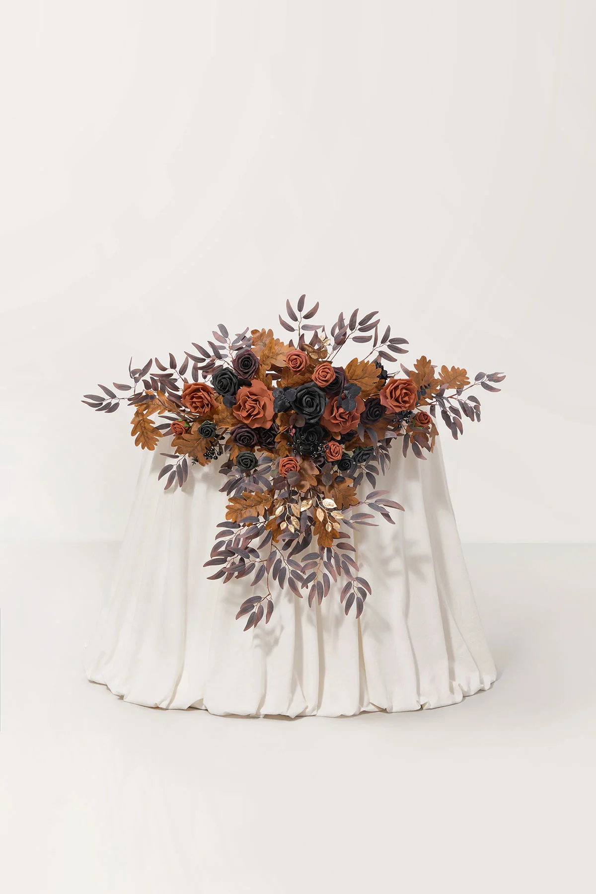 Sweetheart Table Floral Swags in Black & Pumpkin Orange | Clearance