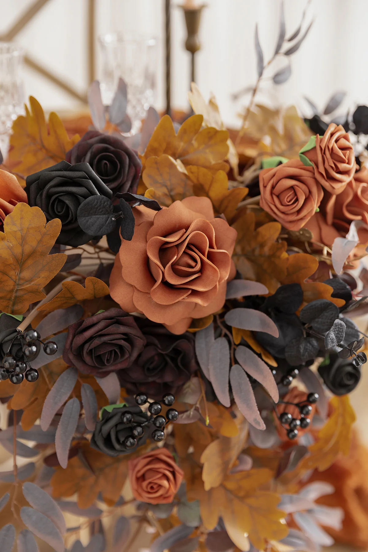 Sweetheart Table Floral Swags in Black & Pumpkin Orange | Clearance - Image 3