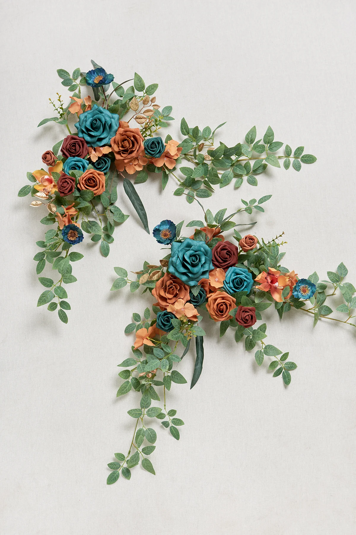 Sweetheart Table Floral Swags in Dark Teal & Burnt Orange - Image 4