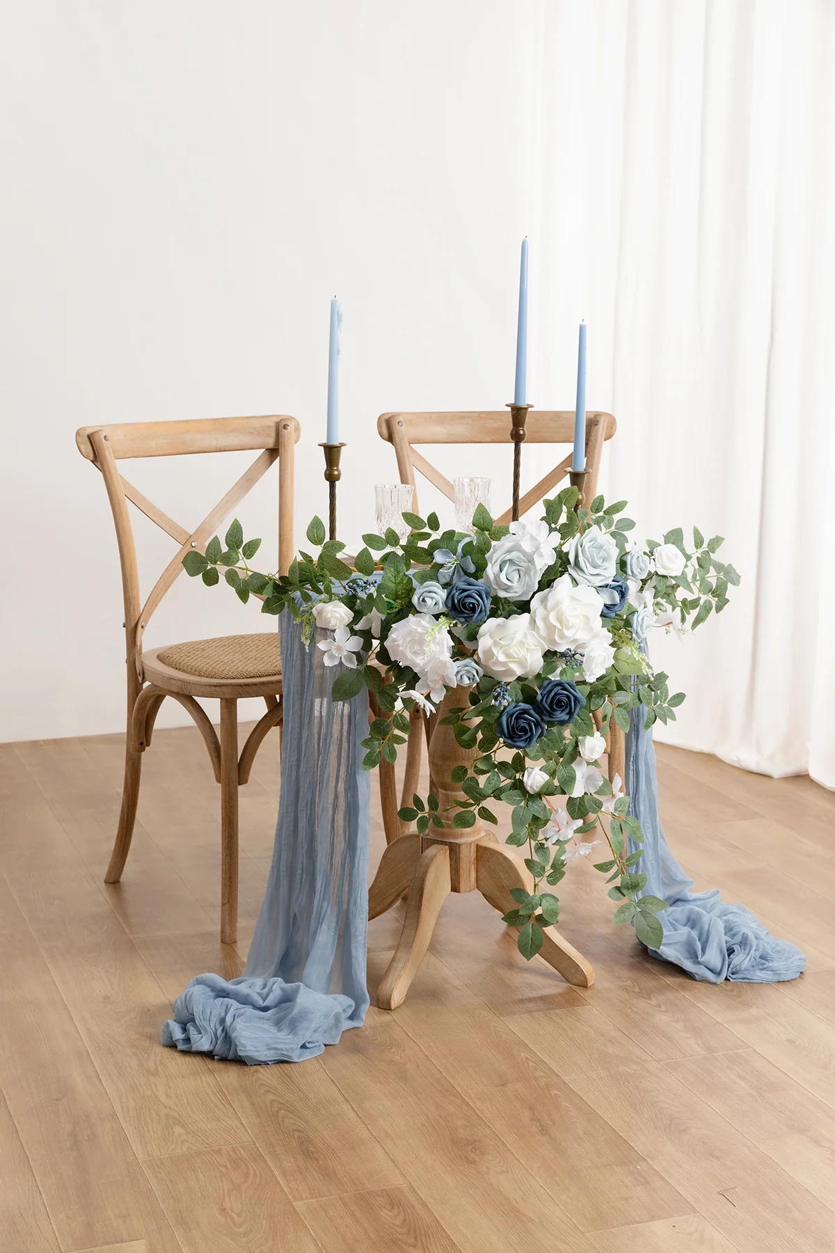 Sweetheart Table Floral Swags in Dusty Blue & Navy | Clearance - Image 3