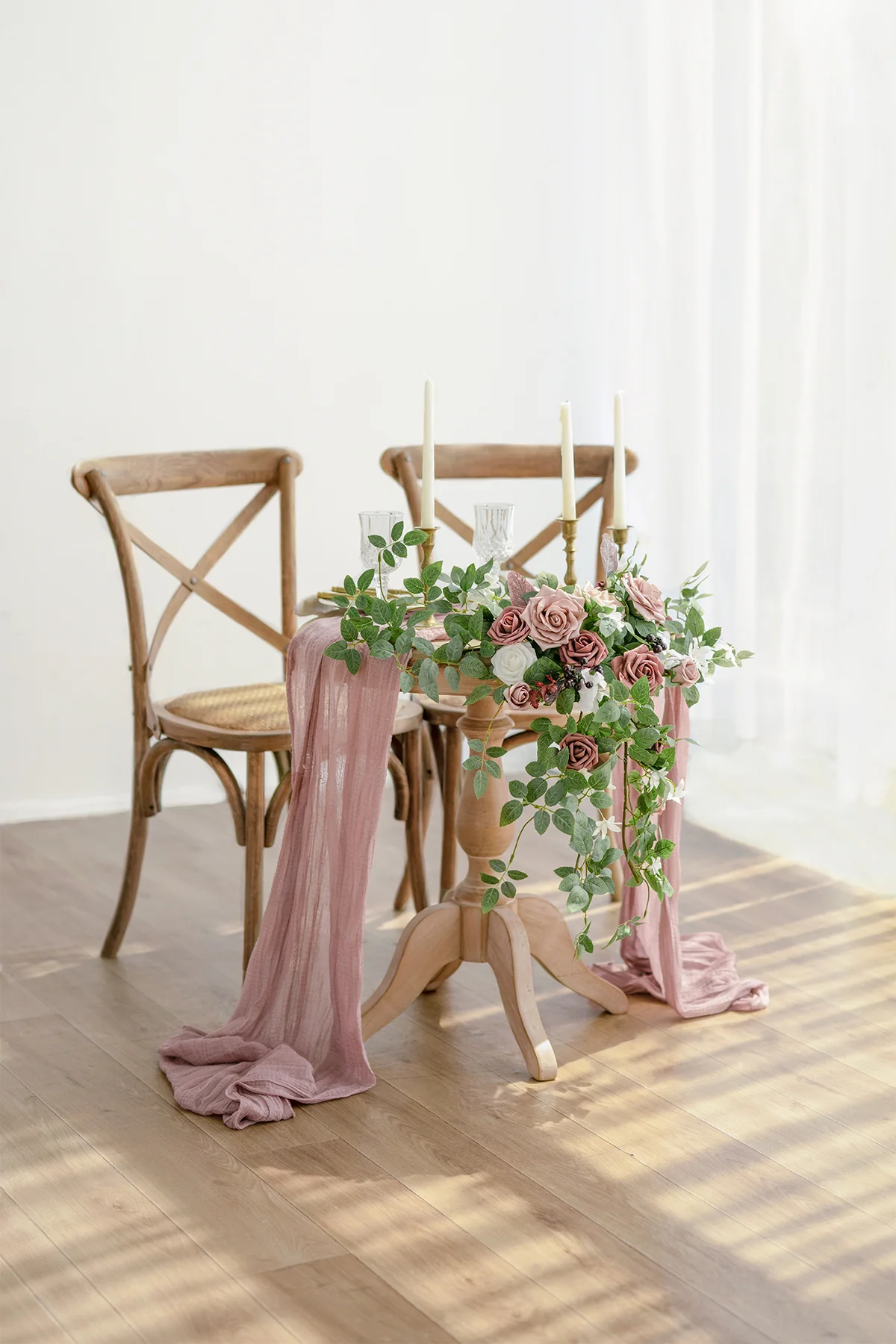 Sweetheart Table Floral Swags in Dusty Rose & Mauve - Image 3
