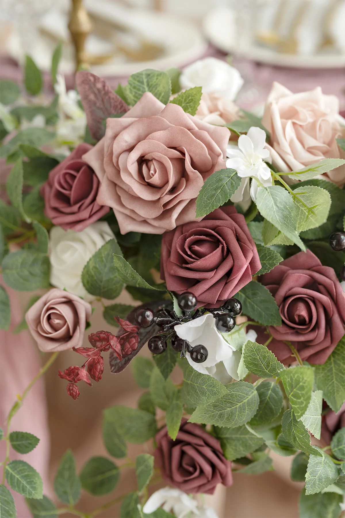 Sweetheart Table Floral Swags in Dusty Rose & Mauve - Image 4