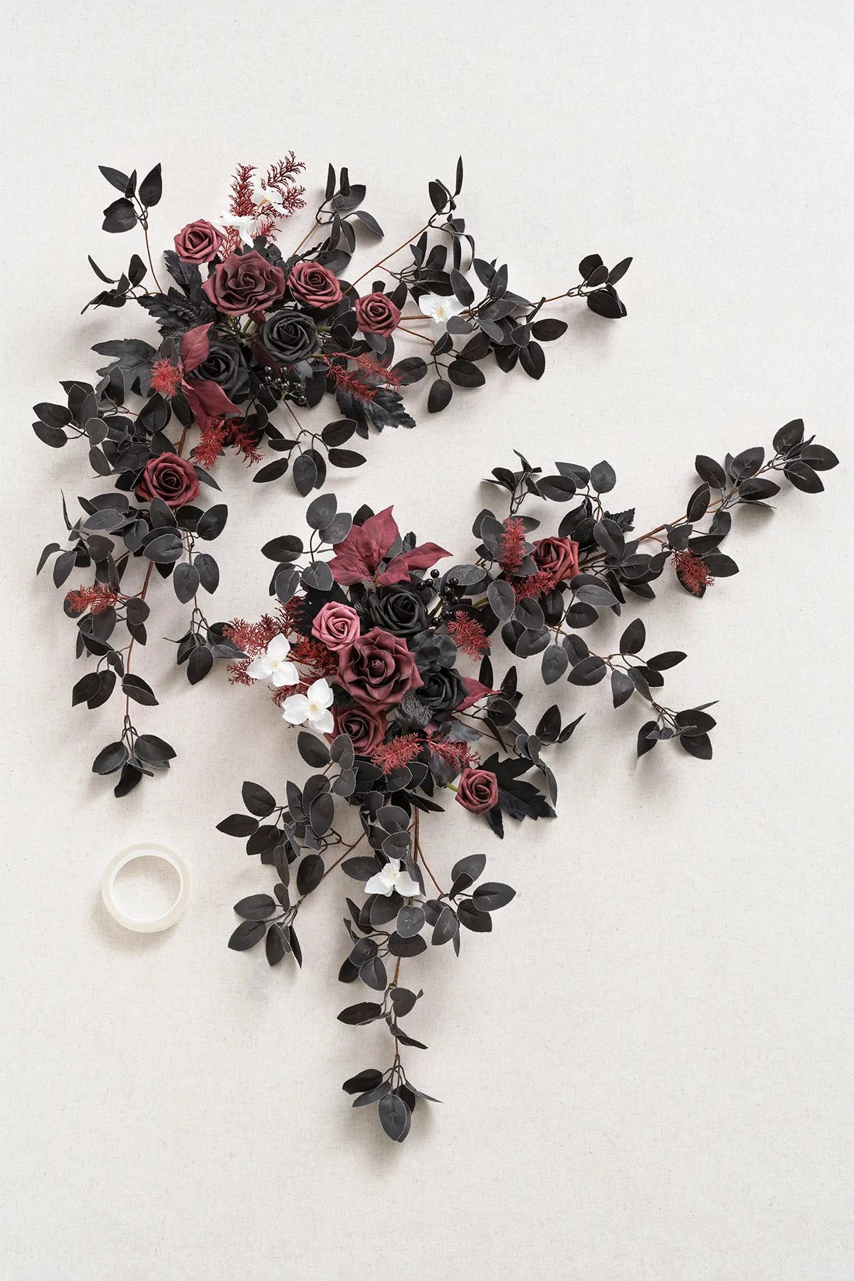 Sweetheart Table Floral Swags in Moody Burgundy & Black - Image 6
