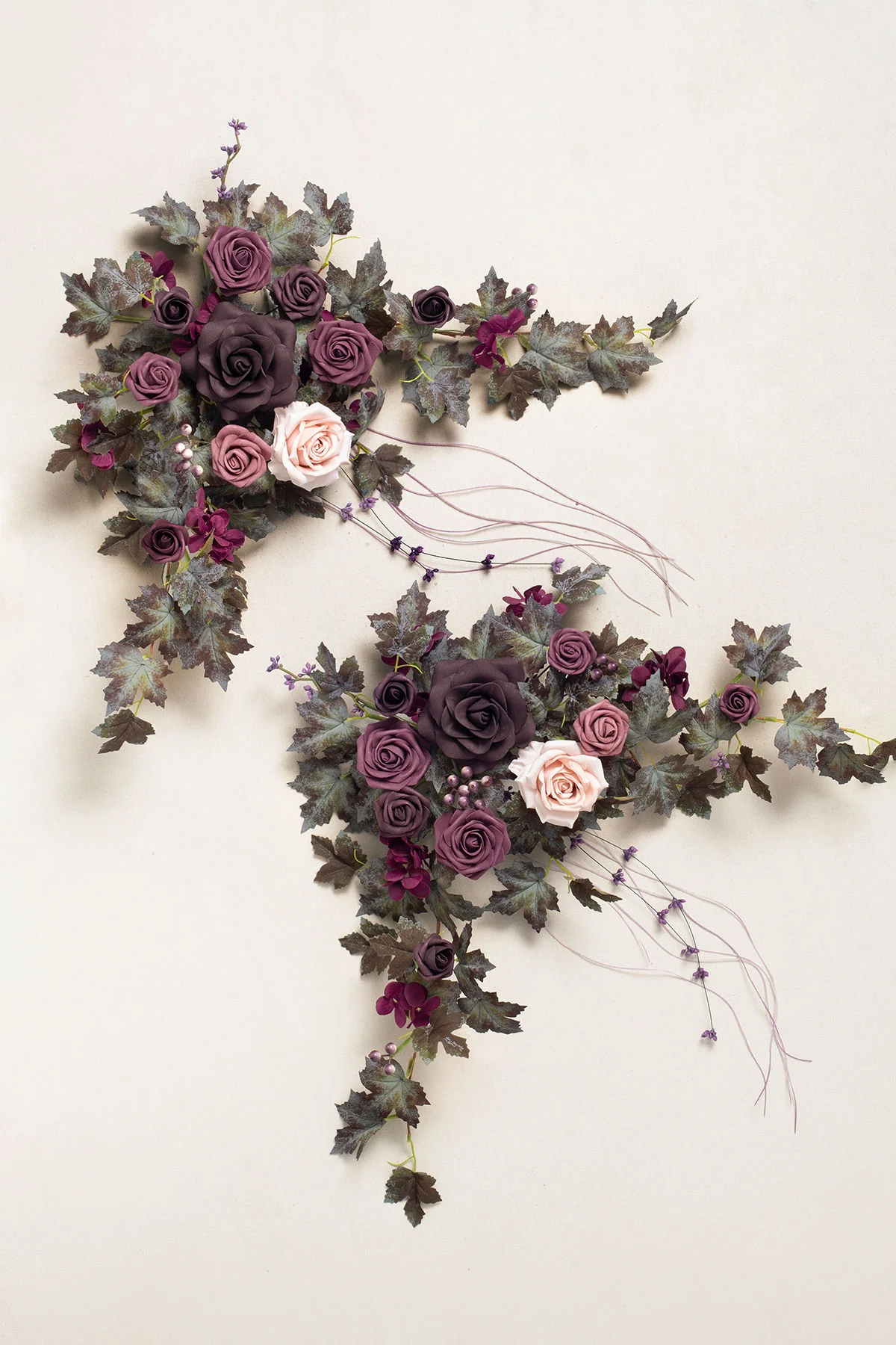 Sweetheart Table Floral Swags in Plum Velvet Wedding | Clearance - Image 5