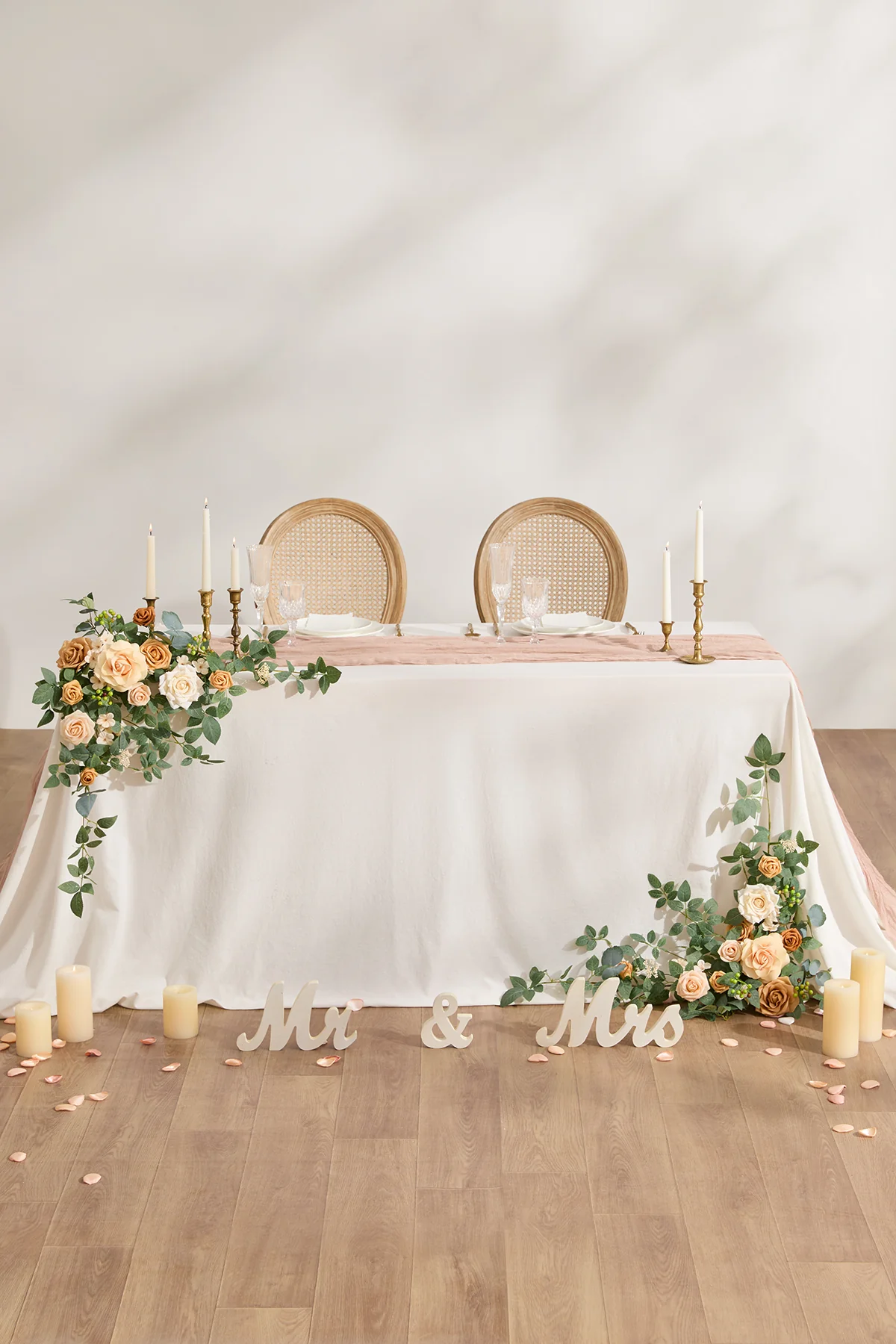 Sweetheart Table Floral Swags in Sunny Peach & Apricot (Set of 2) | Clearance - Image 2